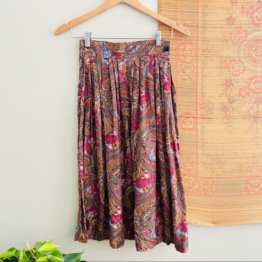 Vtg Paisley Midi Skirt